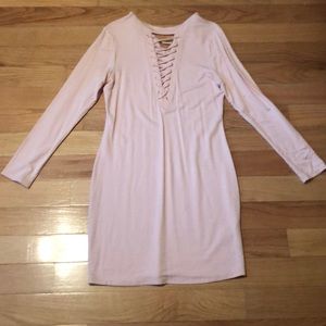 Material girl fitted light pink dress
